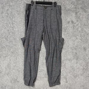 Sonoma Cargo Pants Womens Size 10 Gray Jogger Goth Linen Blend Lagenlook Utility